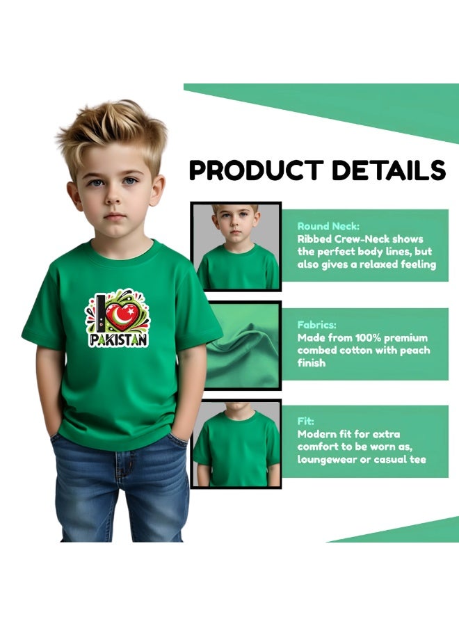 Pakistan Independence Day Kids Boys T-Shirt – Short Sleeve RoundNeck Cotton Tshirt-Ideal for Independence Day Celebrations,School Events - Image 4